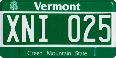 VT license plate XNI025