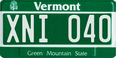 VT license plate XNI040