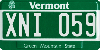 VT license plate XNI059
