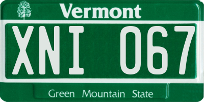 VT license plate XNI067