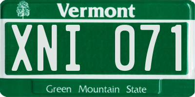 VT license plate XNI071