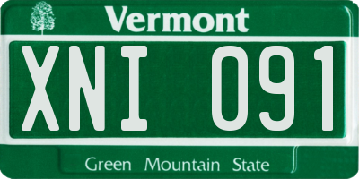 VT license plate XNI091
