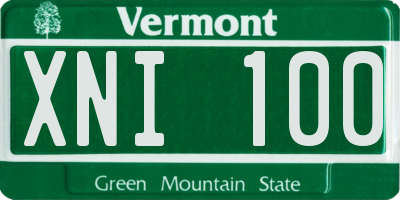 VT license plate XNI100