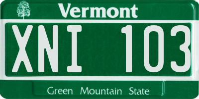VT license plate XNI103