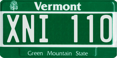 VT license plate XNI110