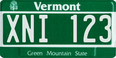 VT license plate XNI123