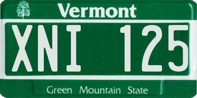 VT license plate XNI125