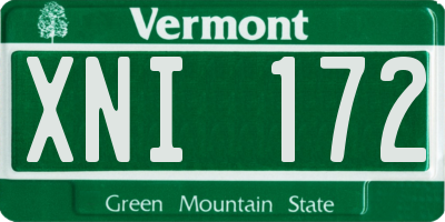 VT license plate XNI172