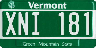 VT license plate XNI181