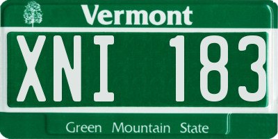VT license plate XNI183