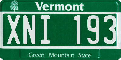 VT license plate XNI193