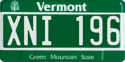 VT license plate XNI196