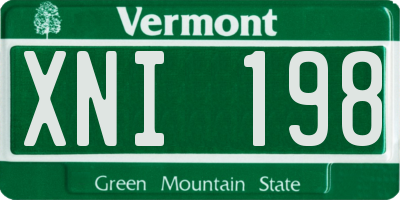 VT license plate XNI198