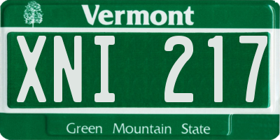 VT license plate XNI217