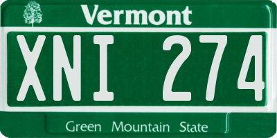 VT license plate XNI274