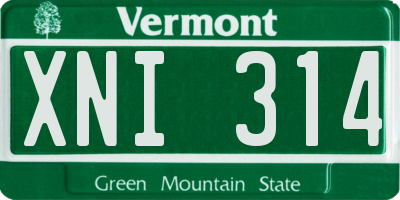 VT license plate XNI314