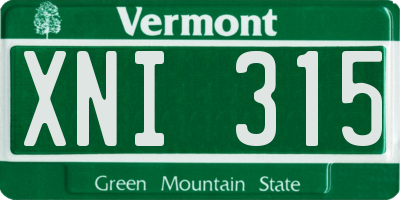 VT license plate XNI315
