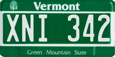 VT license plate XNI342