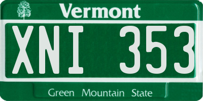 VT license plate XNI353