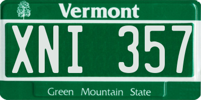 VT license plate XNI357