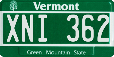 VT license plate XNI362