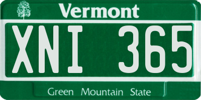VT license plate XNI365