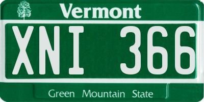 VT license plate XNI366