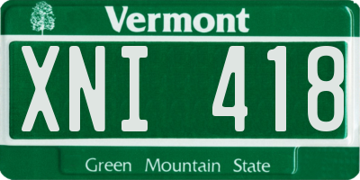 VT license plate XNI418