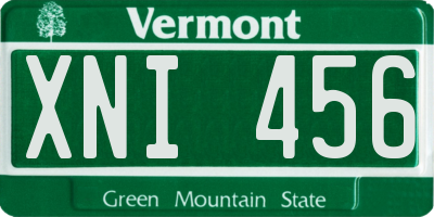 VT license plate XNI456