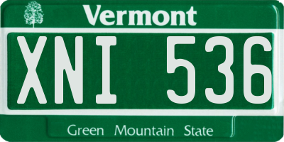 VT license plate XNI536