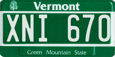 VT license plate XNI670