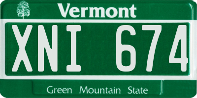 VT license plate XNI674
