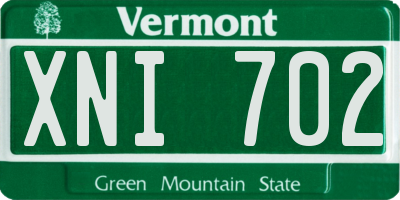 VT license plate XNI702