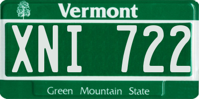 VT license plate XNI722