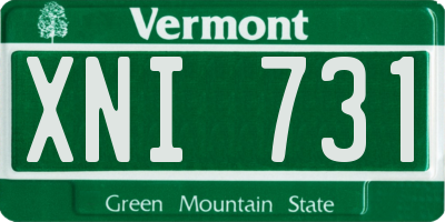 VT license plate XNI731