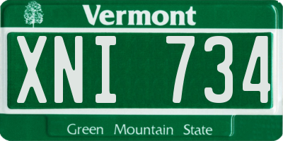 VT license plate XNI734