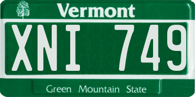 VT license plate XNI749