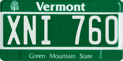 VT license plate XNI760
