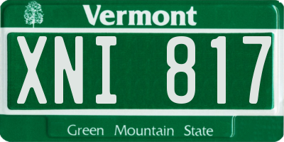 VT license plate XNI817