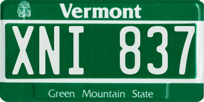VT license plate XNI837