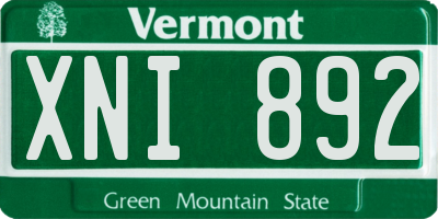 VT license plate XNI892