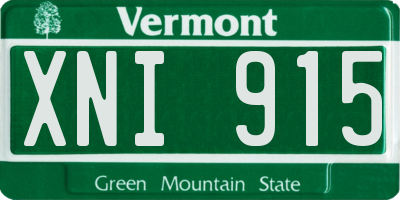VT license plate XNI915