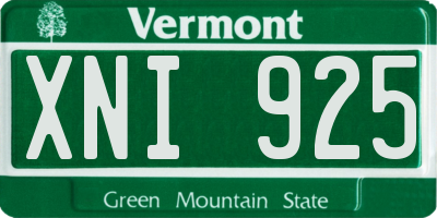 VT license plate XNI925
