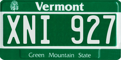VT license plate XNI927
