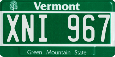 VT license plate XNI967
