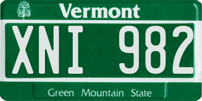 VT license plate XNI982