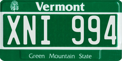 VT license plate XNI994