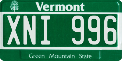 VT license plate XNI996