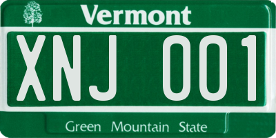 VT license plate XNJ001