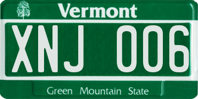 VT license plate XNJ006
